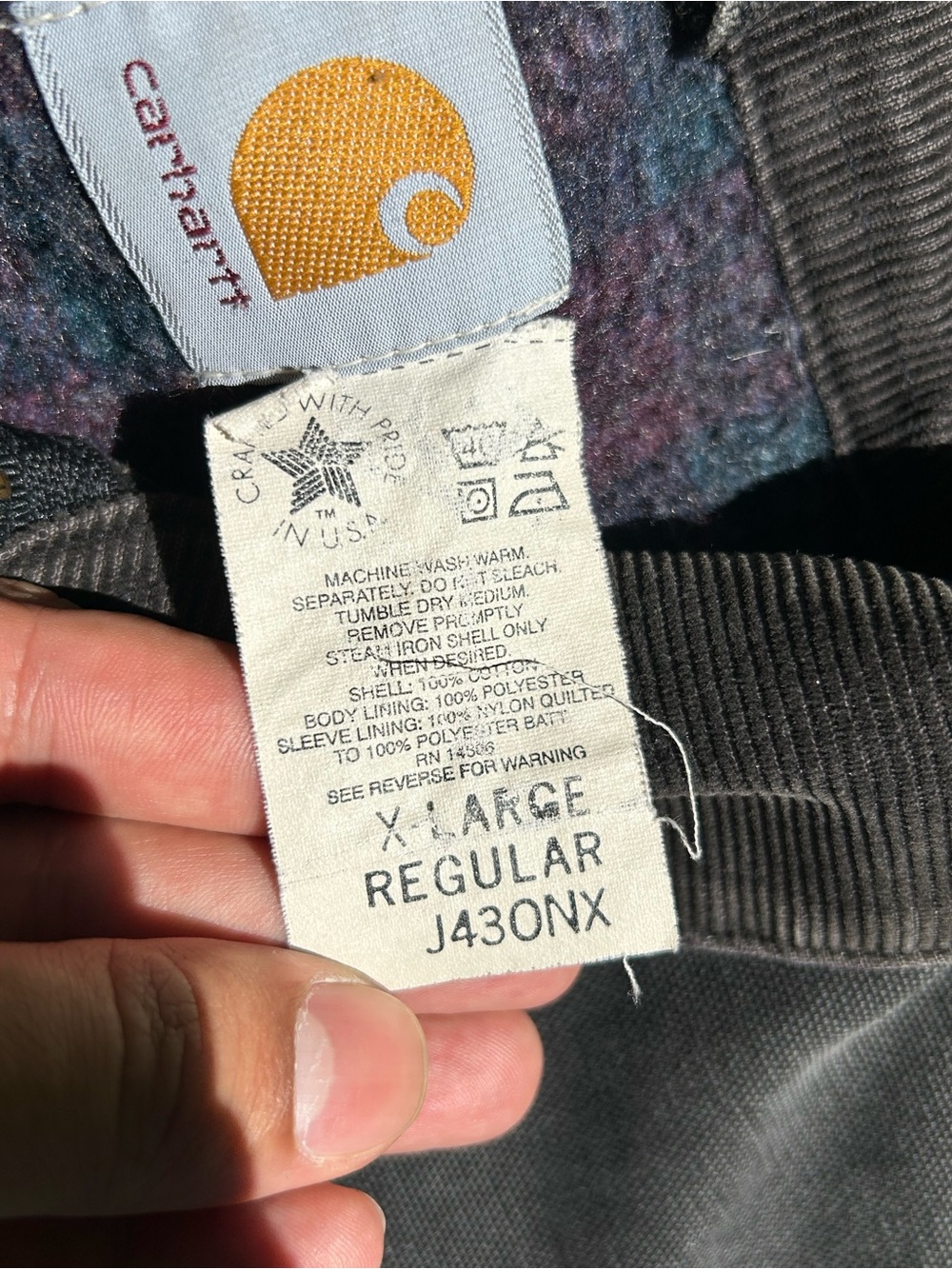 Vintage 96/97 Carhartt J43ONX Lined Canvas Work Jacket with Corduroy Collar - Picture 8 of 9